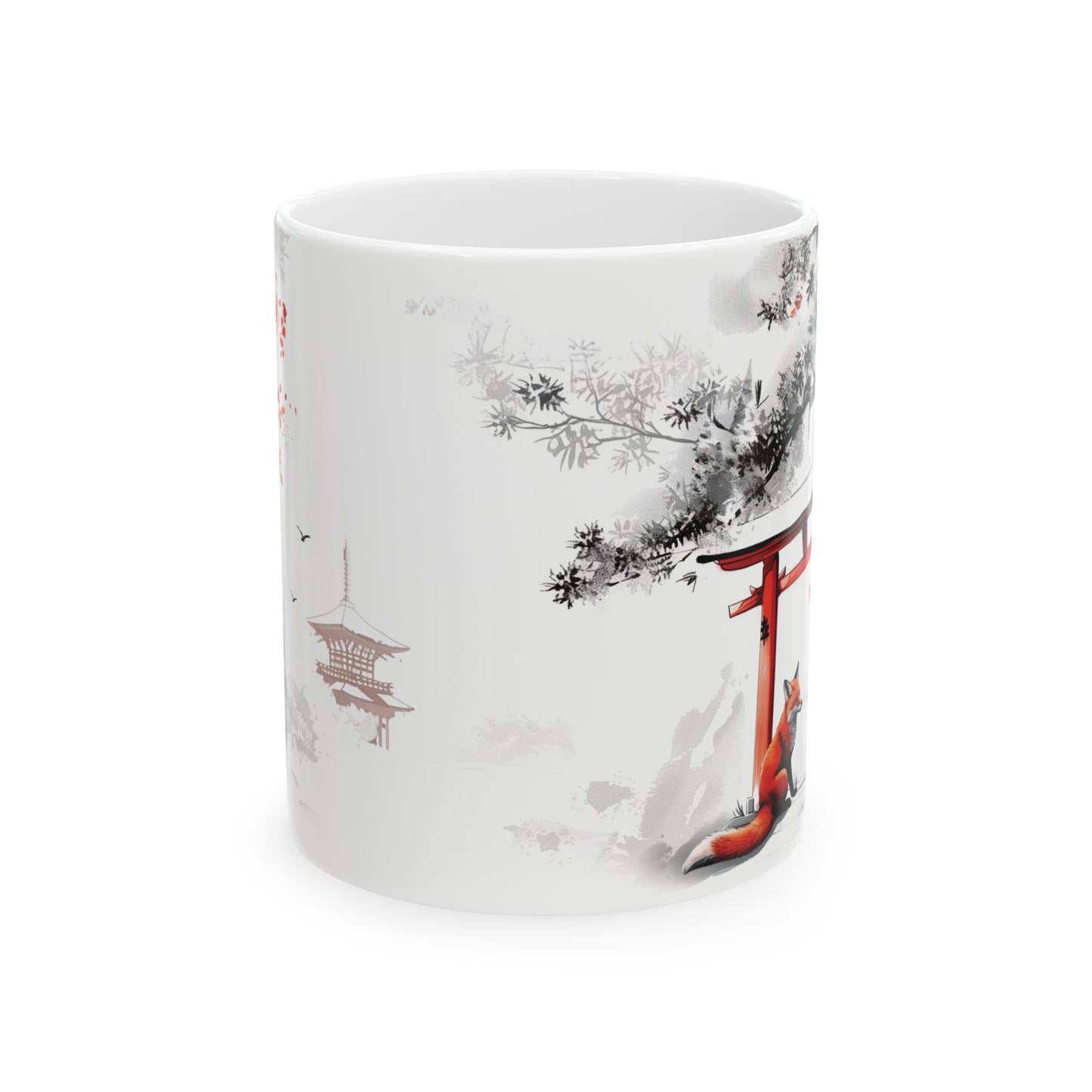 Winter Fox at a Japanese shrine mug