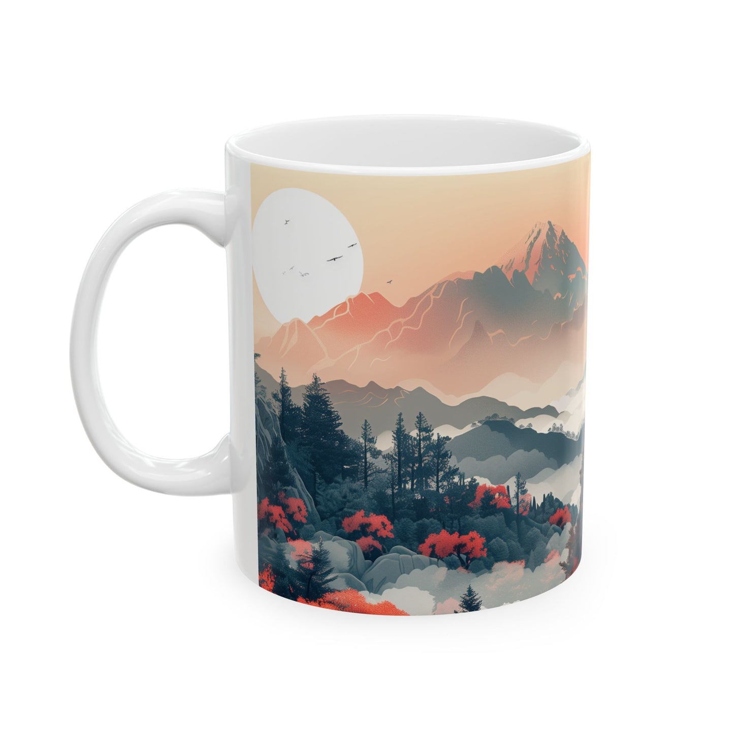 Japanese Mountain Pagoda Mug: Zen Retreat