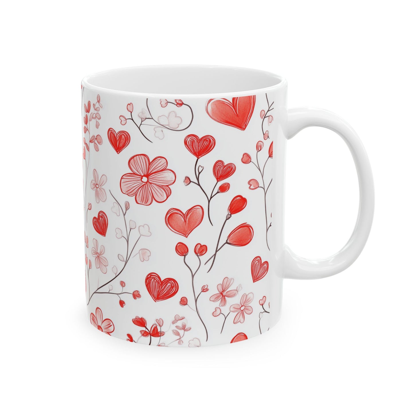 Floral Mug Art & Hearts