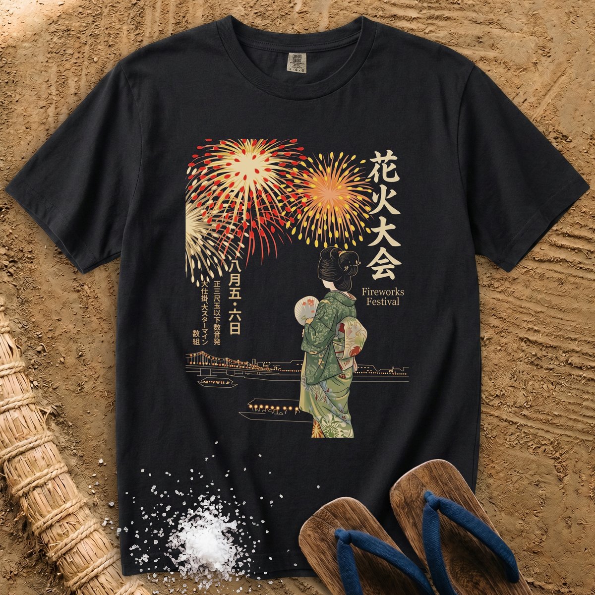 Hanabi Night in Kimono T-Shirt