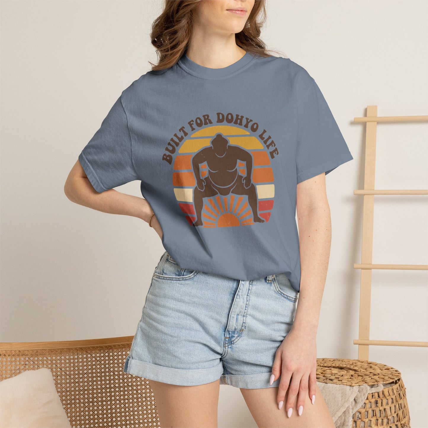 Sumo Wrestler Retro Sunset T-Shirt