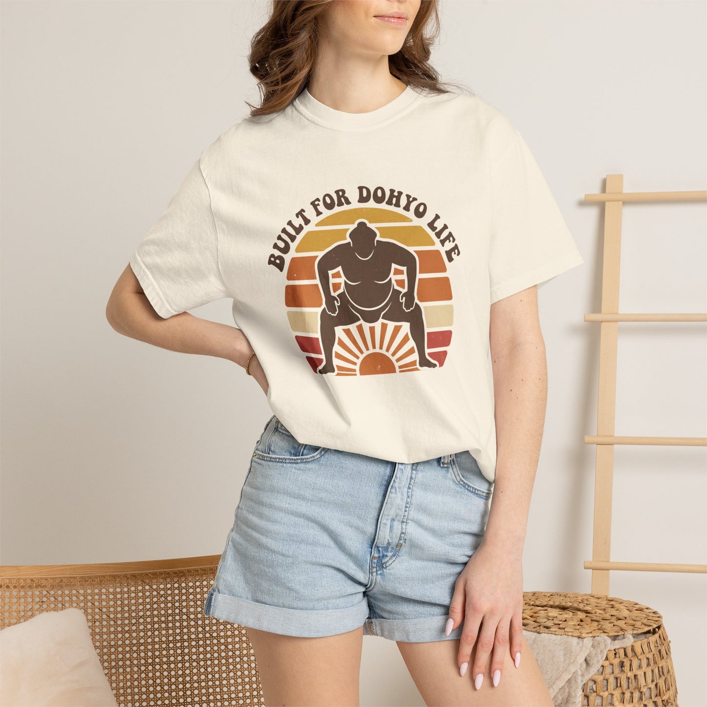 Sumo Wrestler Retro Sunset T-Shirt