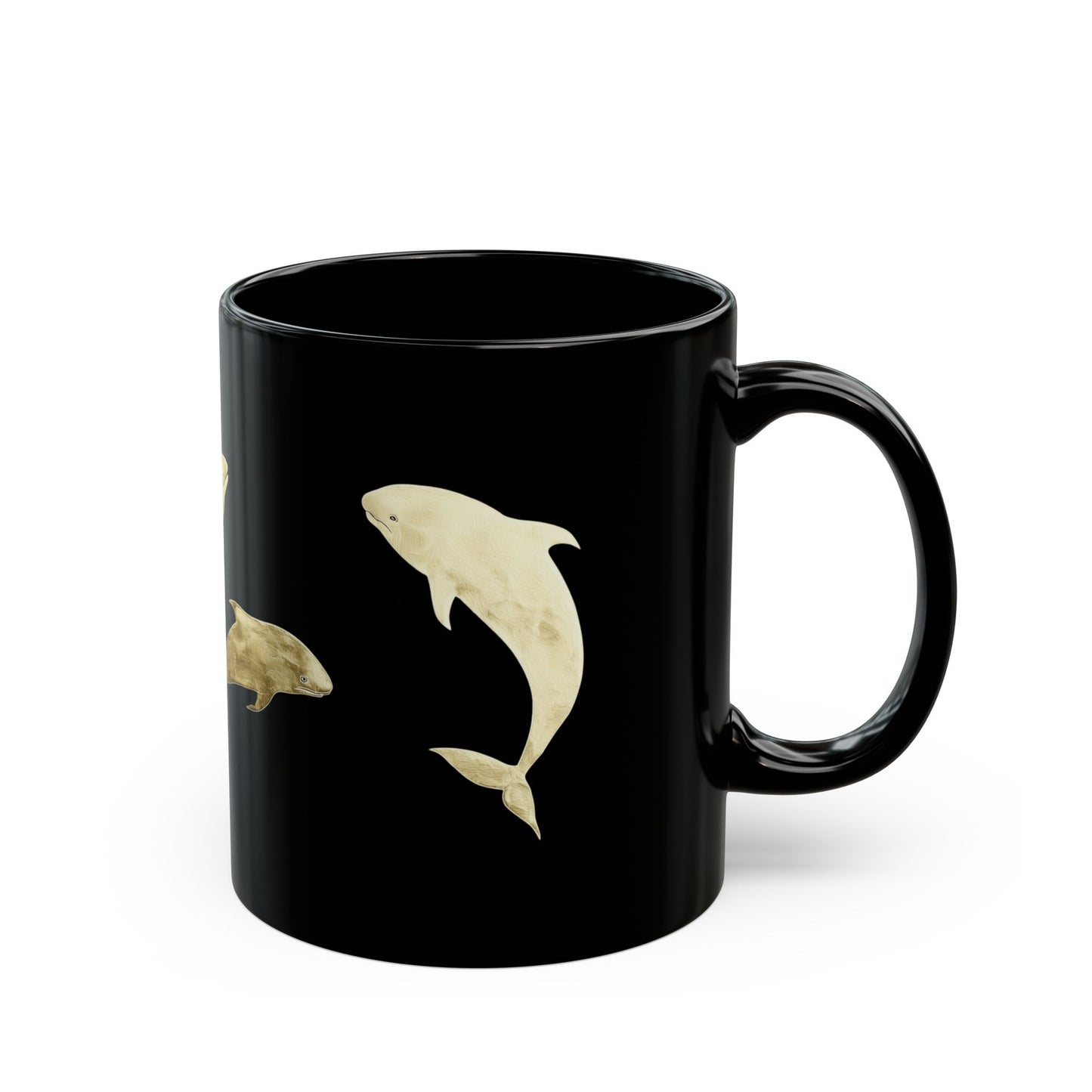 Golden Dolphins of the Midnight Sea Mug
