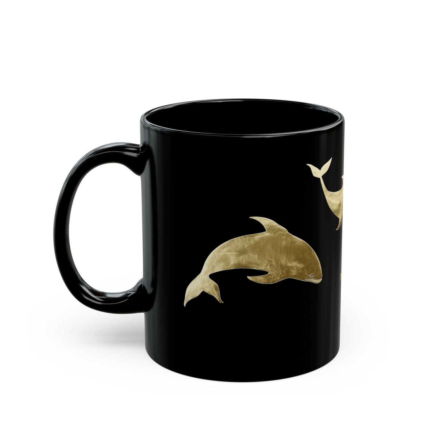 Golden Dolphins of the Midnight Sea Mug