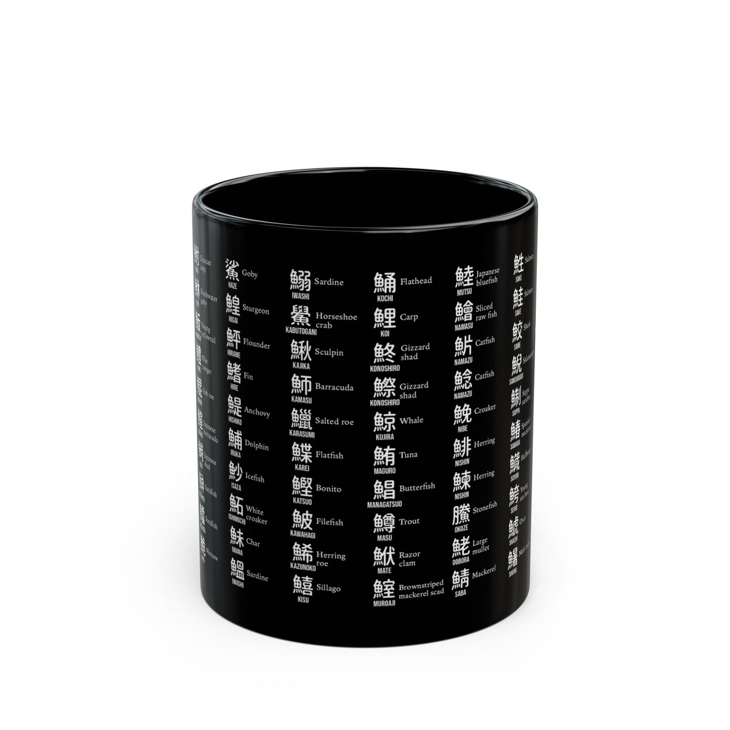 Fish Names in Kanji (white ink)