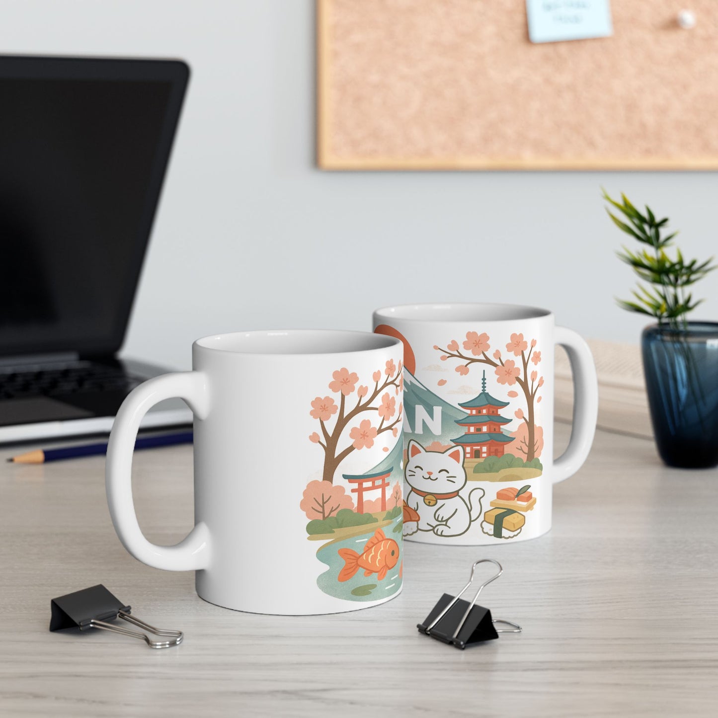 Sakura Dreams & Sushi Scenes Pastel Japan Mug