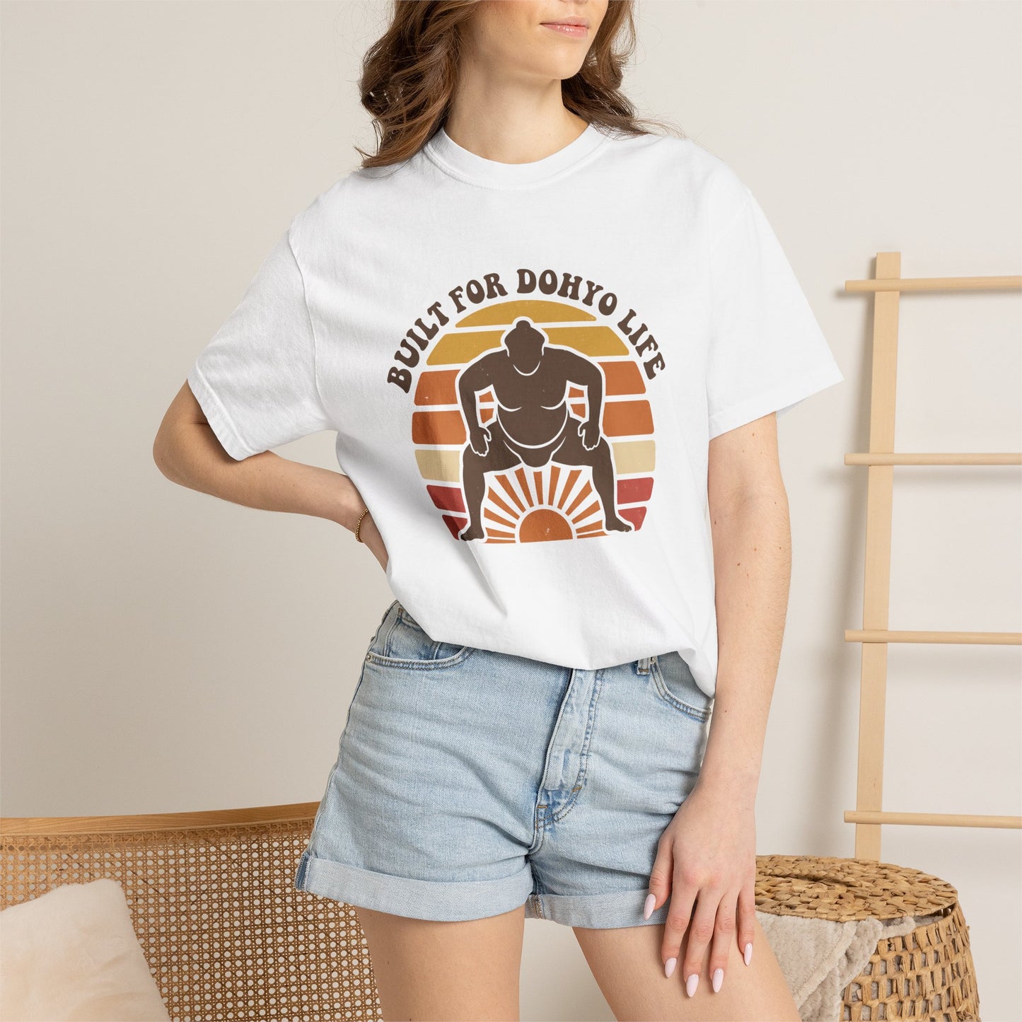 Sumo Wrestler Retro Sunset T-Shirt