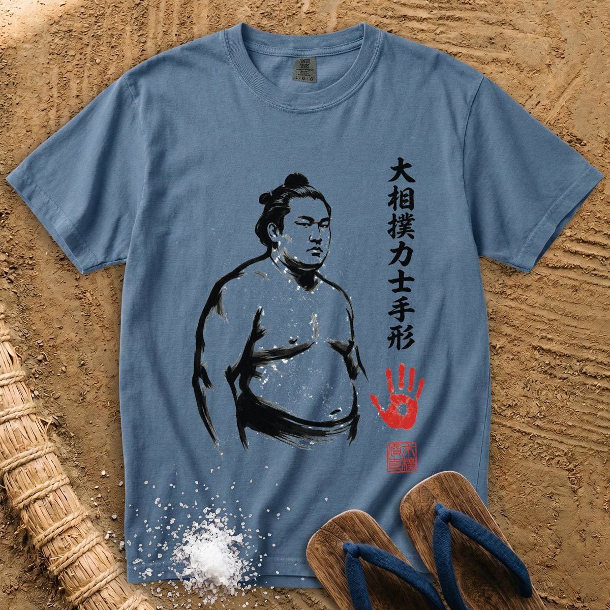 Sumo Rikishi Ink Wash Print T-Shirt