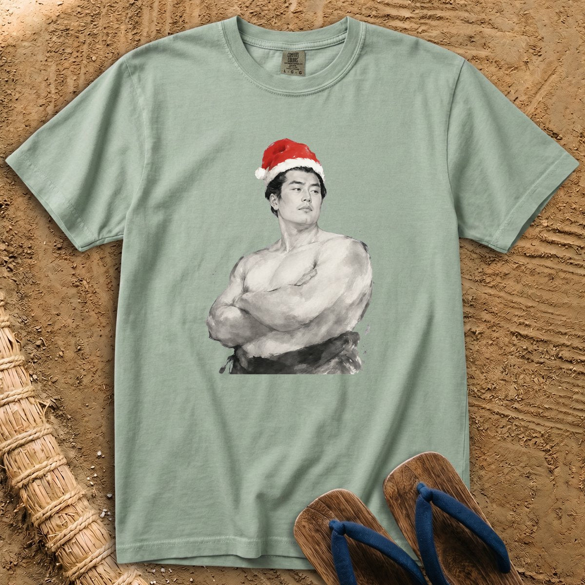 Sumo Santa in Ink and Snow T-Shirt