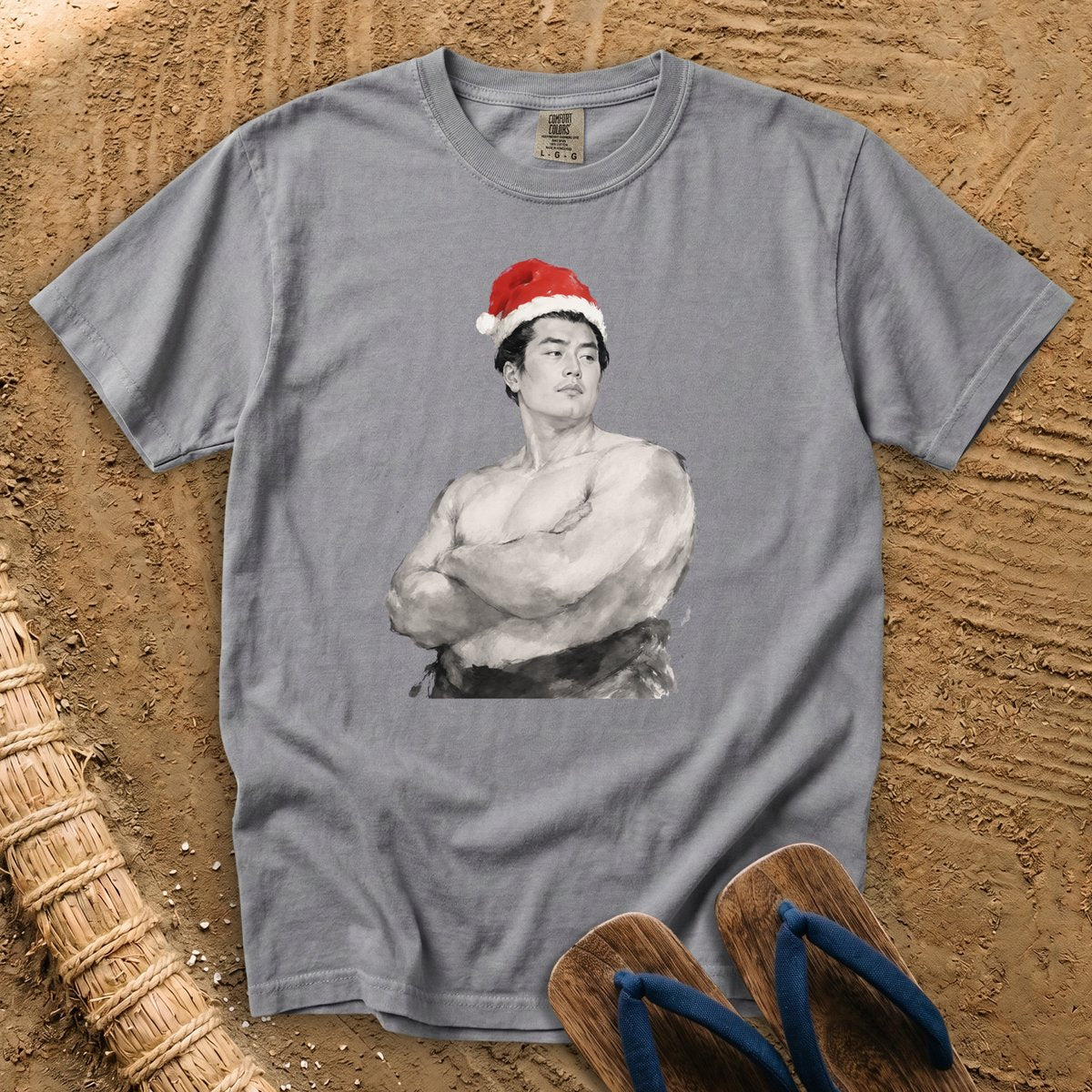 Sumo Santa in Ink and Snow T-Shirt