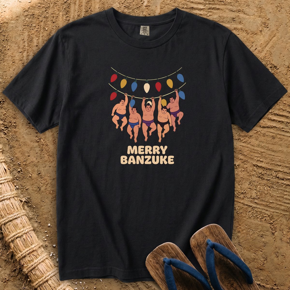 Merry Banzuke: Sumo Holiday Lights T-Shirt