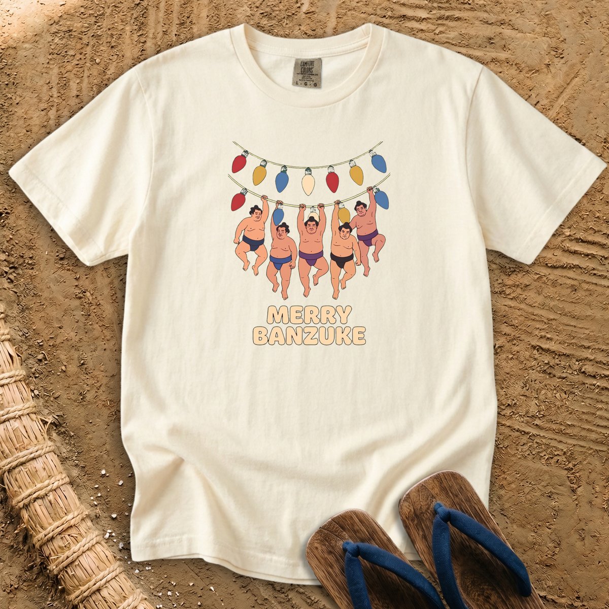 Merry Banzuke: Sumo Holiday Lights T-Shirt