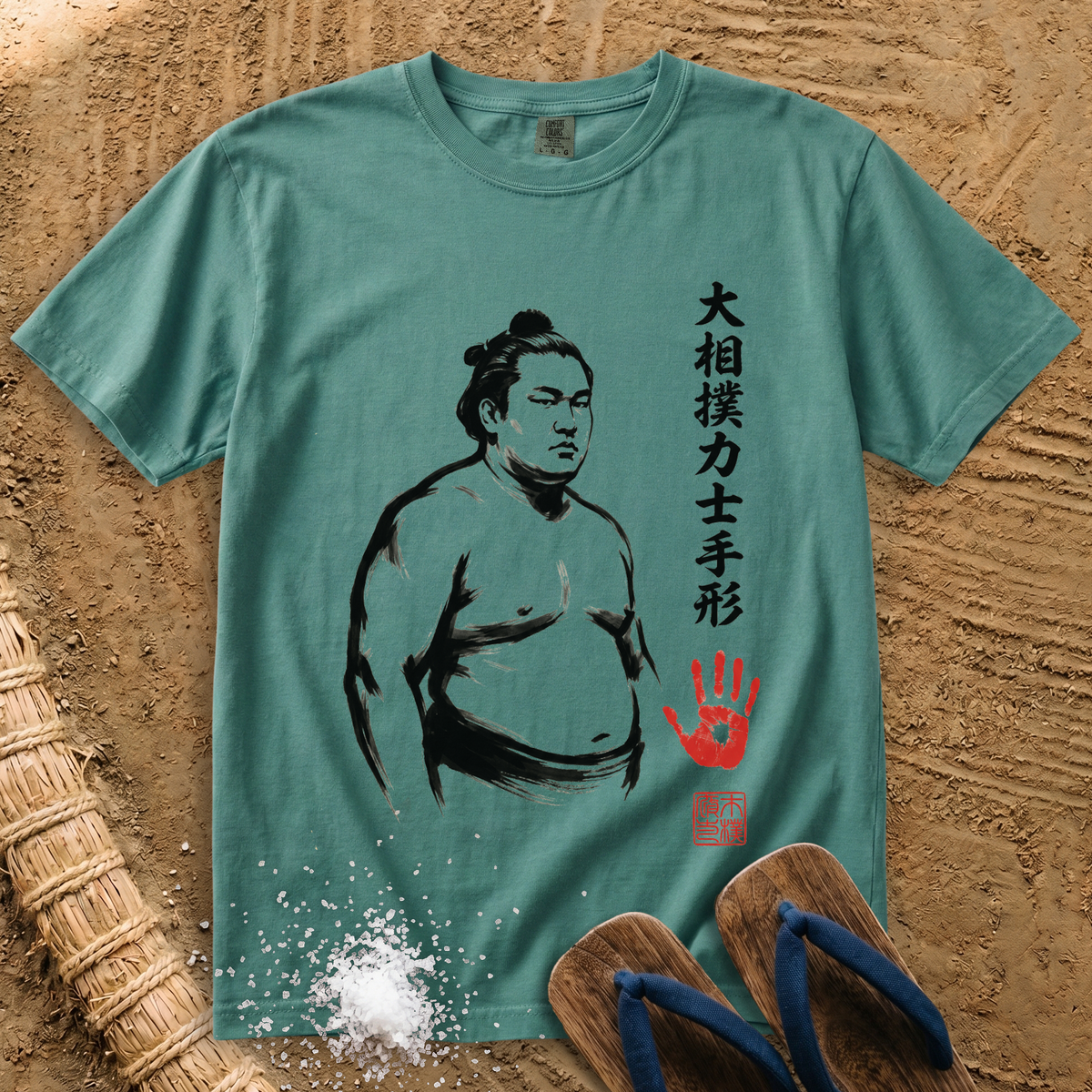 Sumo Rikishi Ink Wash Print T-Shirt